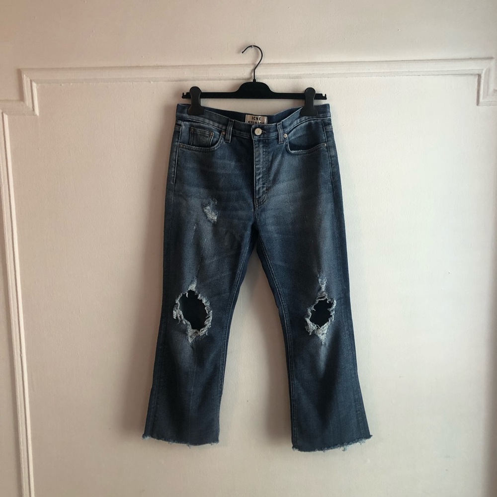 Acne Studios Crop Flare destroyed denim